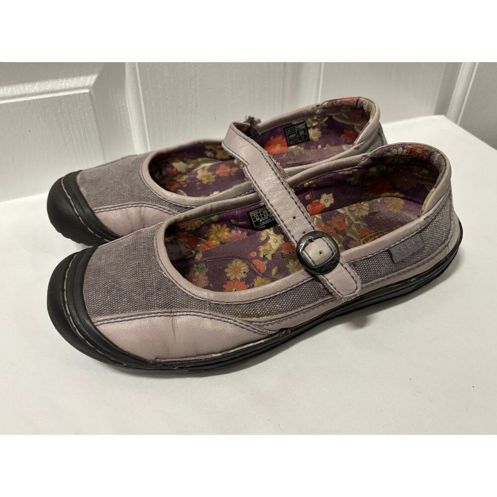 KEEN Mary Jane Flats Lavender Gray Canvas Leather Comfort Shoes Women’s US 9.5 - Picture 7 of 12